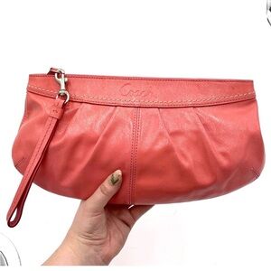 Coach XL Coral Liquid Gloss Patent Leather Wristlet/Clutch
